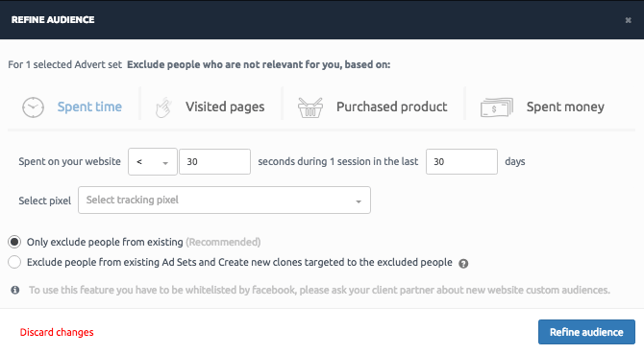 Facebook Attribution Window refine audience