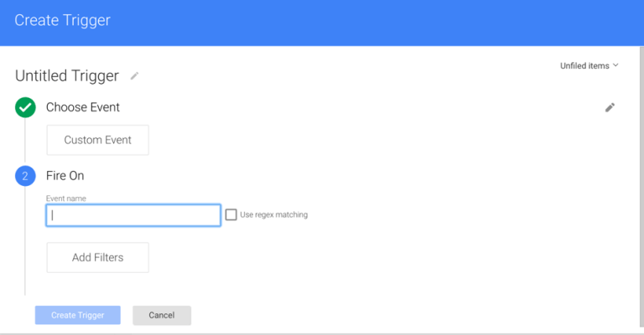 Create trigger event Create trigger event