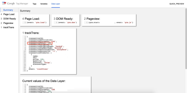 Data layer GTM