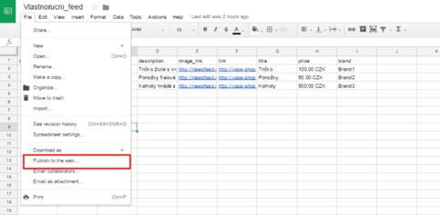 Publish Google Sheet (CSV) to web