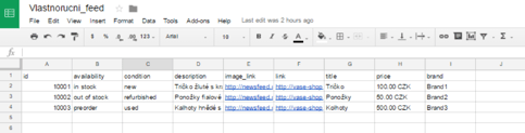 XML feed on Google sheets example XML feed on Google sheets example