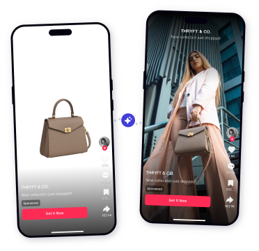 A plain product photo transformed into a full-screen branded TikTok creative